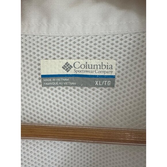 Columbia Mens Size XL PFG White Short Sleeve Vented Button Down Fishing Shirt - Picture 5 of 14